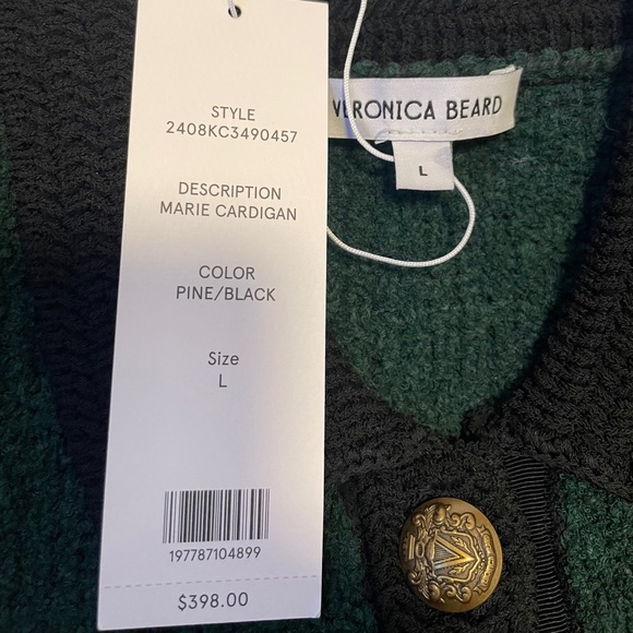 Veronica Beard Green and Black Short Sleeve Cardigan - Picture 9 of 11